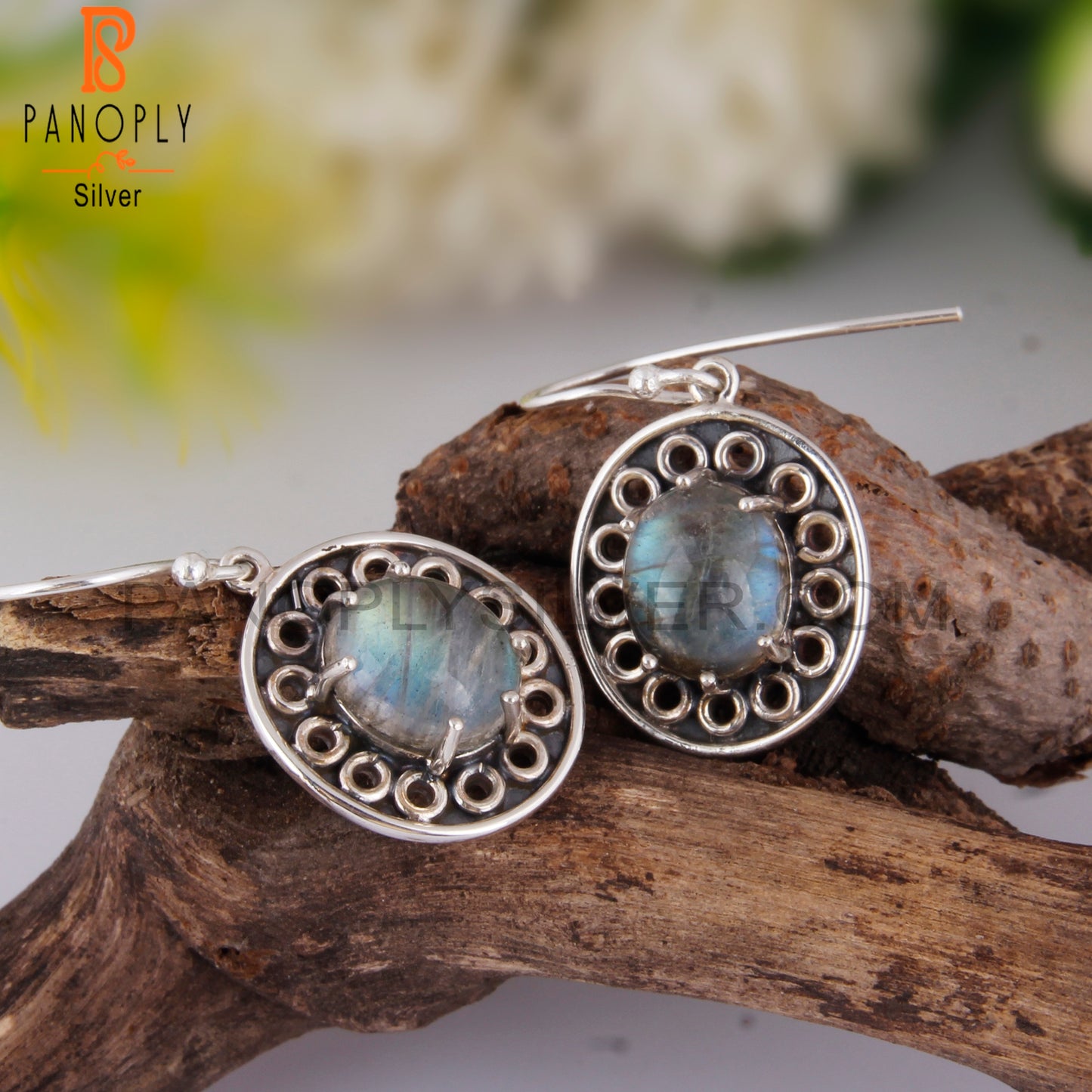Doublet Apache Gold Crystal Oval Shape 925 Silver Earrings