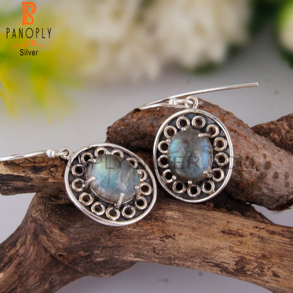 Doublet Apache Gold Crystal Oval Shape 925 Silver Earrings