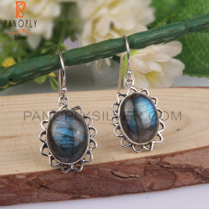 Labradorite 925 Sterling Silver Oval Shape Earrings