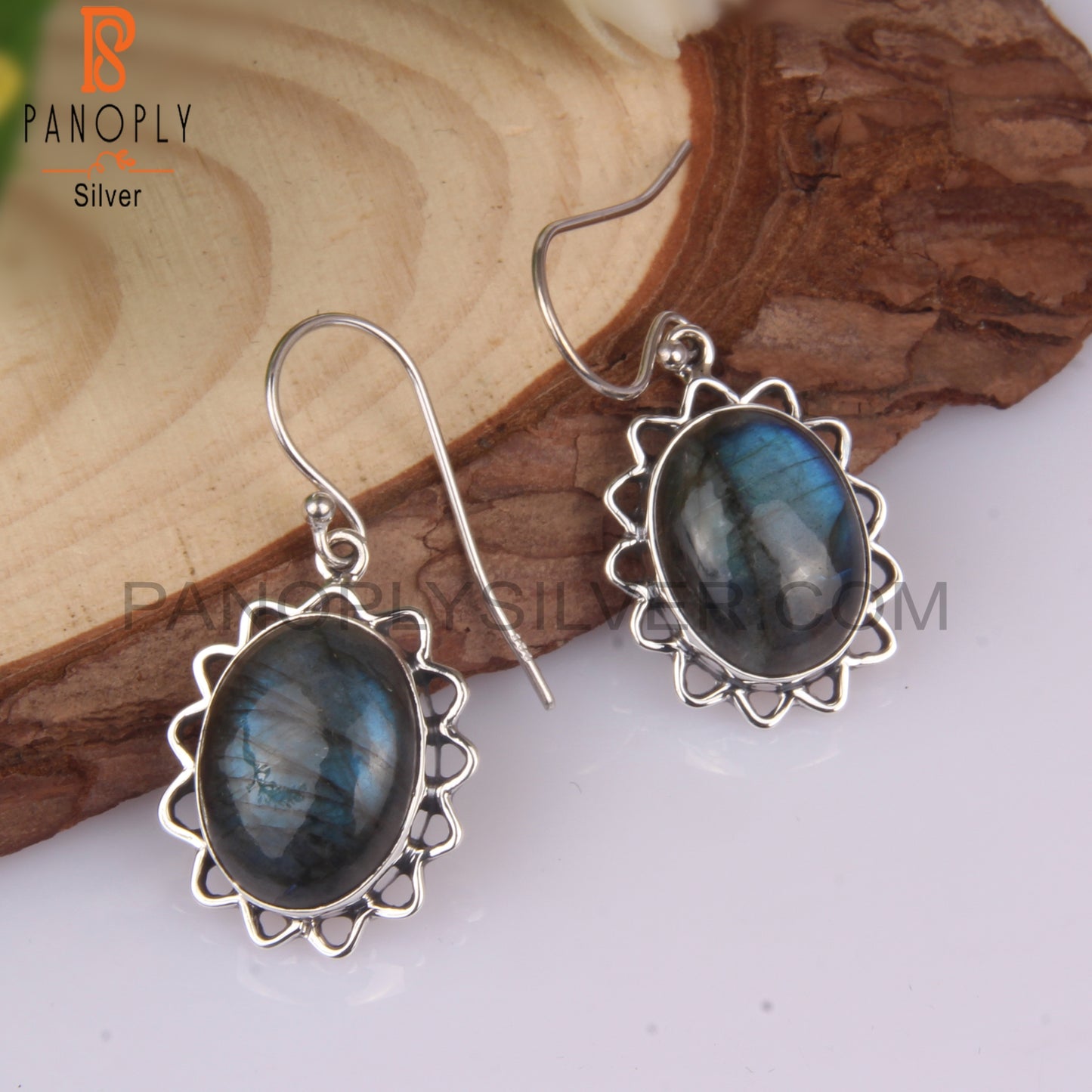 Labradorite 925 Sterling Silver Oval Shape Earrings