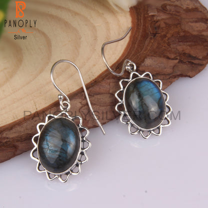 Labradorite 925 Sterling Silver Oval Shape Earrings