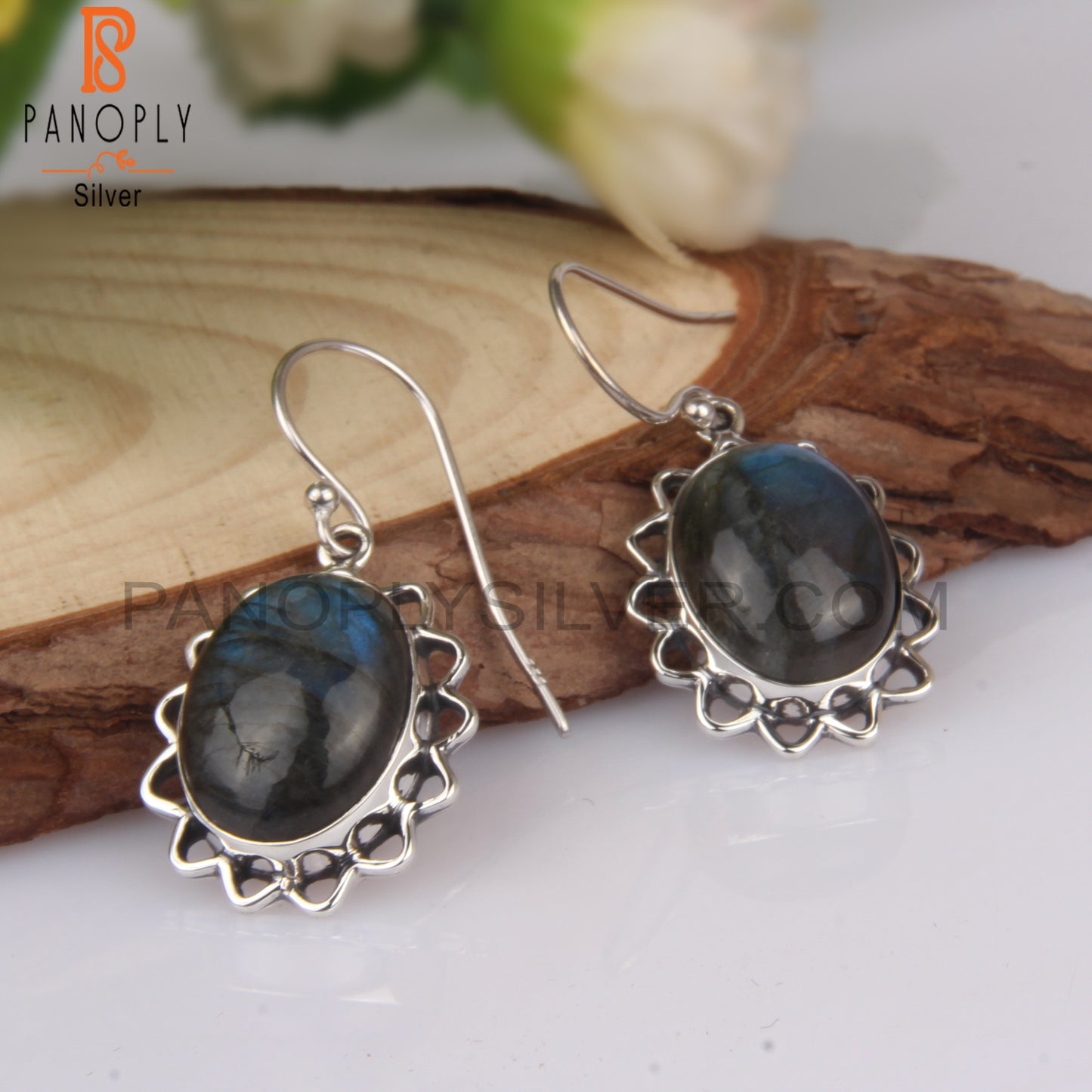 Labradorite 925 Sterling Silver Oval Shape Earrings