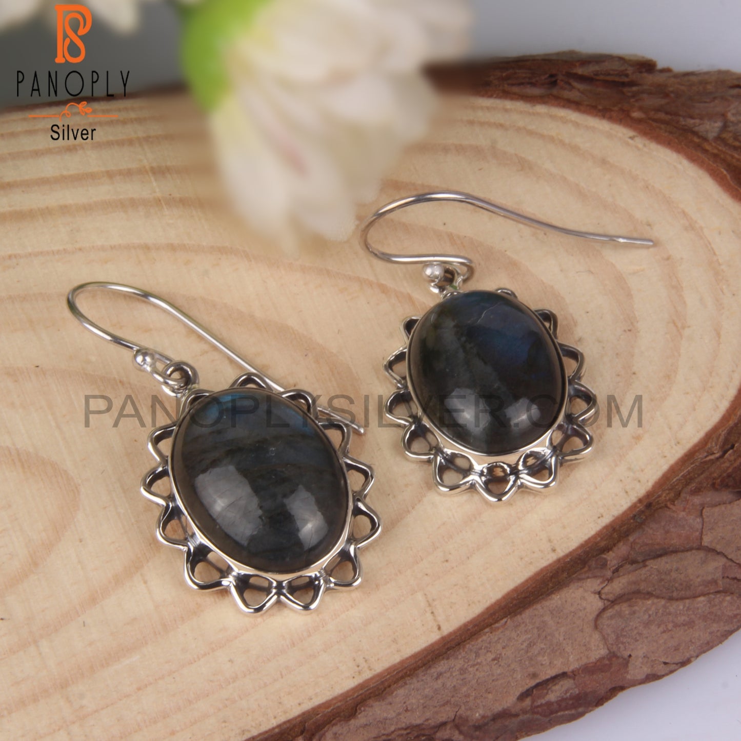 Labradorite 925 Sterling Silver Oval Shape Earrings