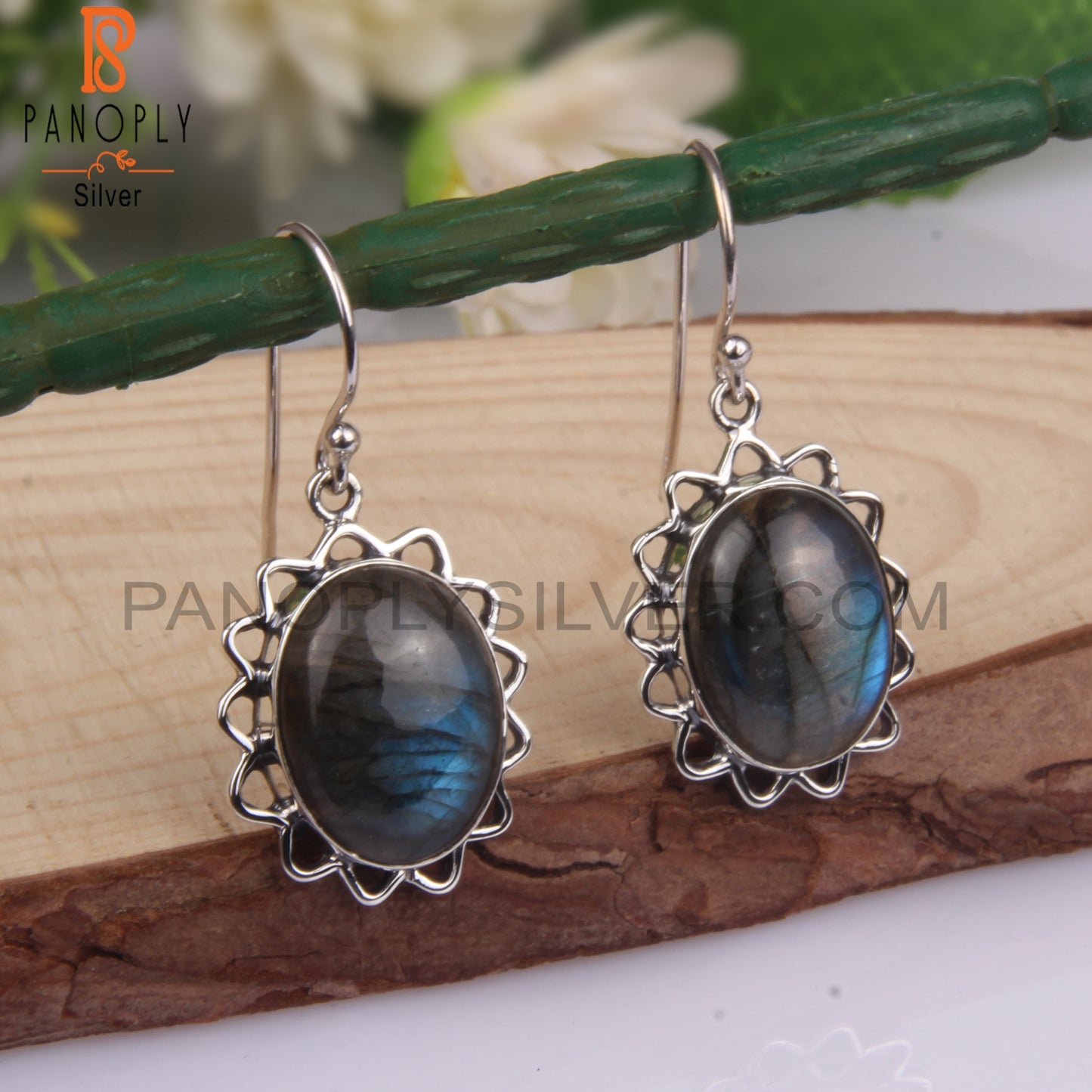 Labradorite 925 Sterling Silver Oval Shape Earrings