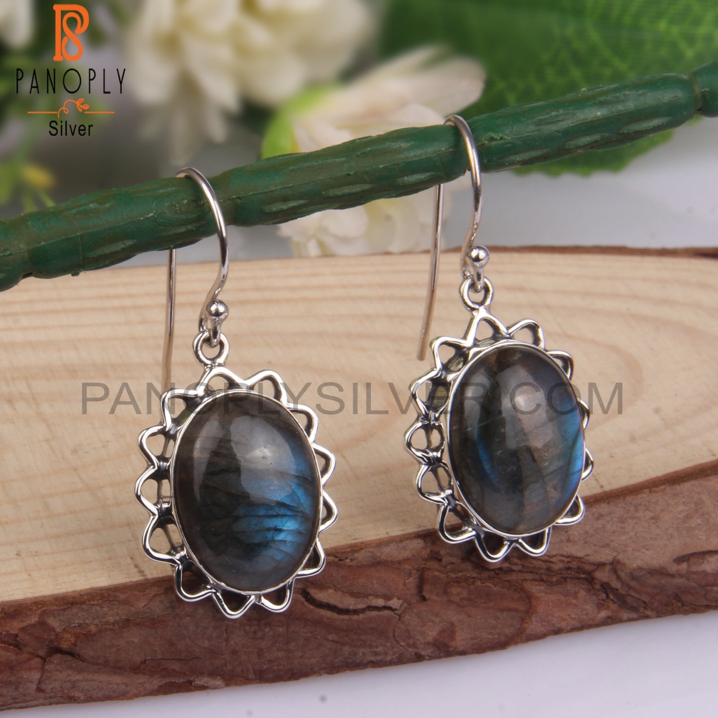 Labradorite 925 Sterling Silver Oval Shape Earrings