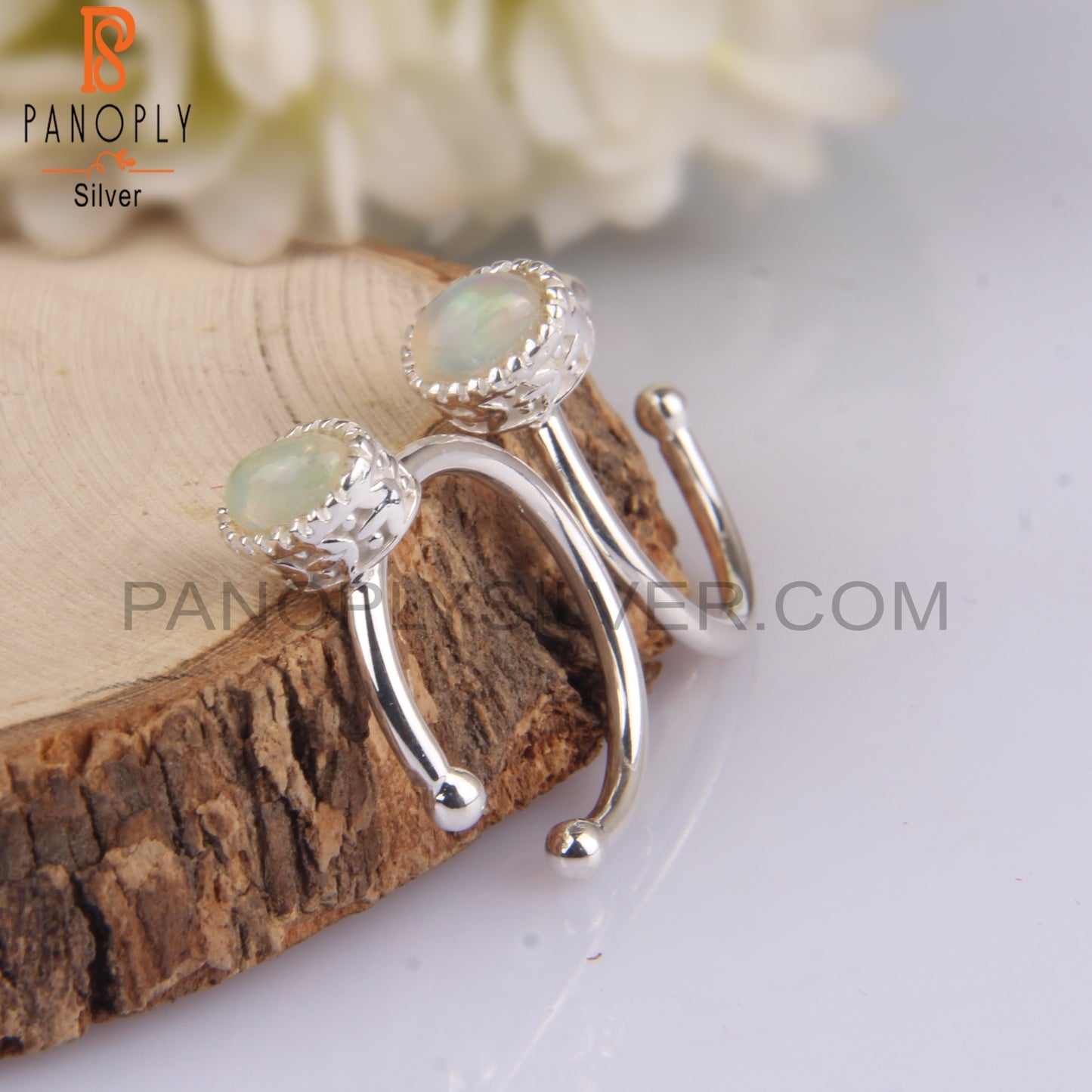 Ethiopian Opal Oval 925 Sterling Silver Hoop Earrings
