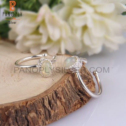 Ethiopian Opal Oval 925 Sterling Silver Hoop Earrings