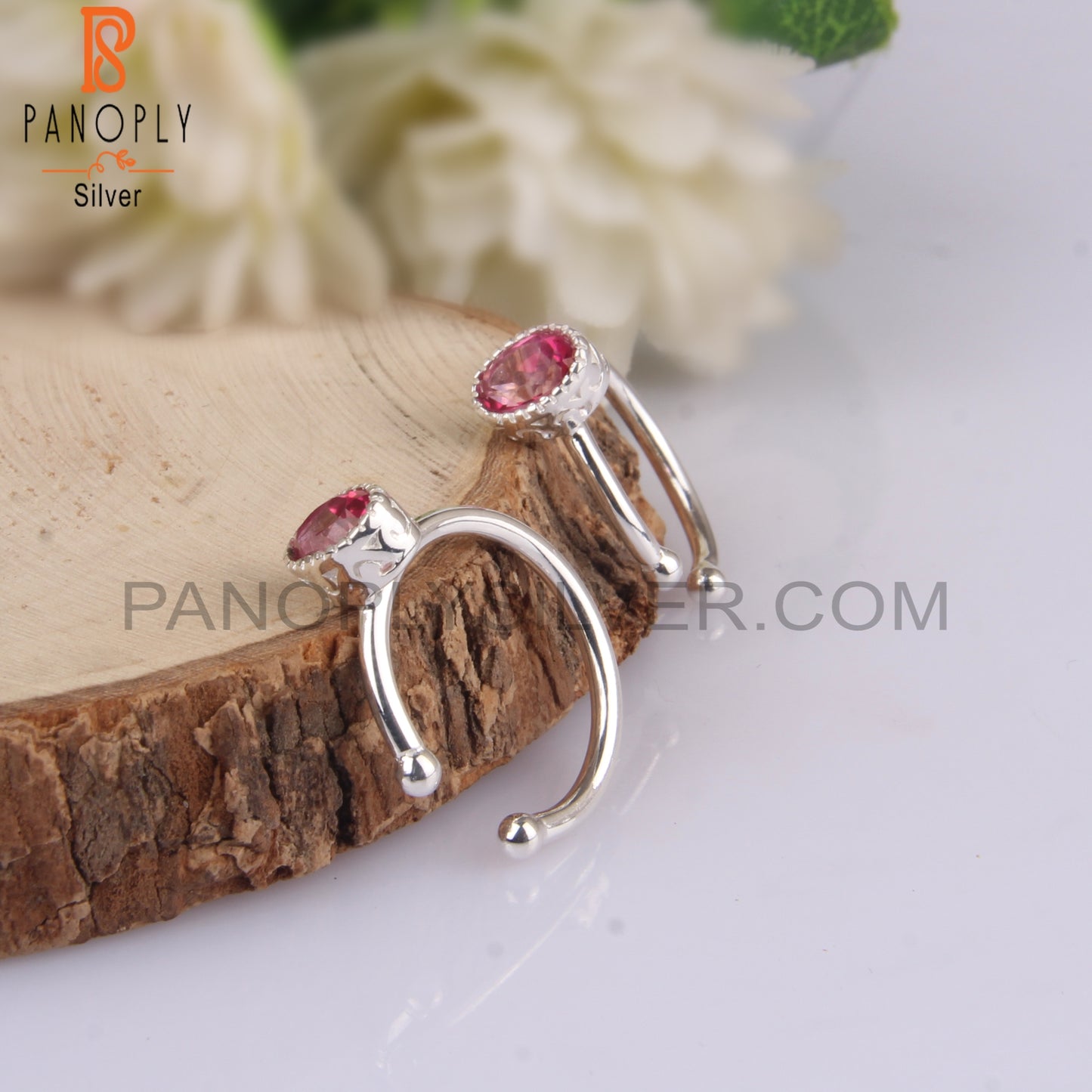 Pink Topaz Oval Shape 925 Sterling Silver Earrings
