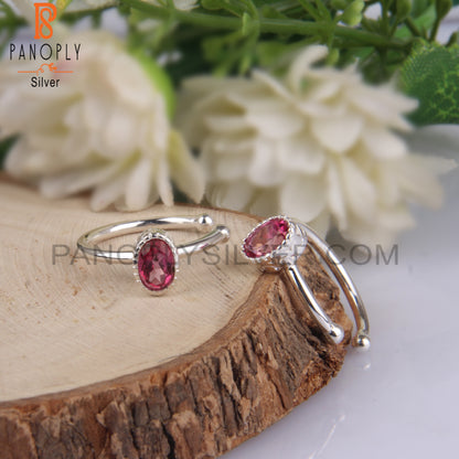 Pink Topaz Oval Shape 925 Sterling Silver Earrings