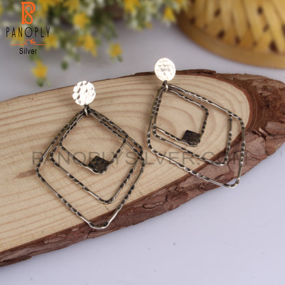 Triangular 925 Sterling Silver Hoop Earrings