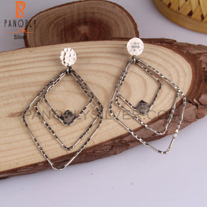 Triangular 925 Sterling Silver Hoop Earrings