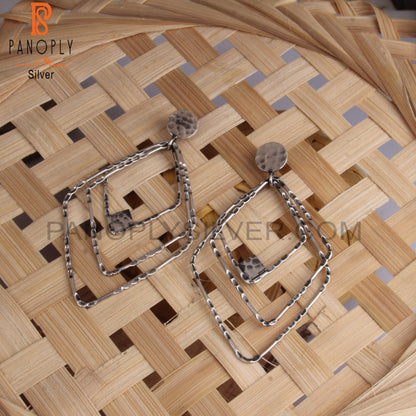 Triangular 925 Sterling Silver Hoop Earrings