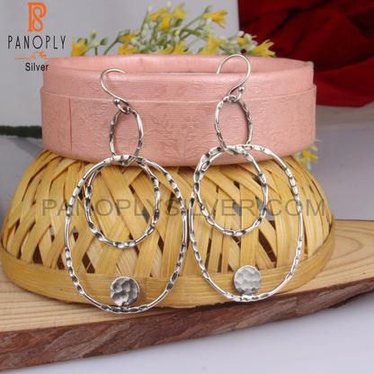 Oval 925 Sterling Silver Hoop Earrings