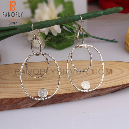 Oval 925 Sterling Silver Hoop Earrings