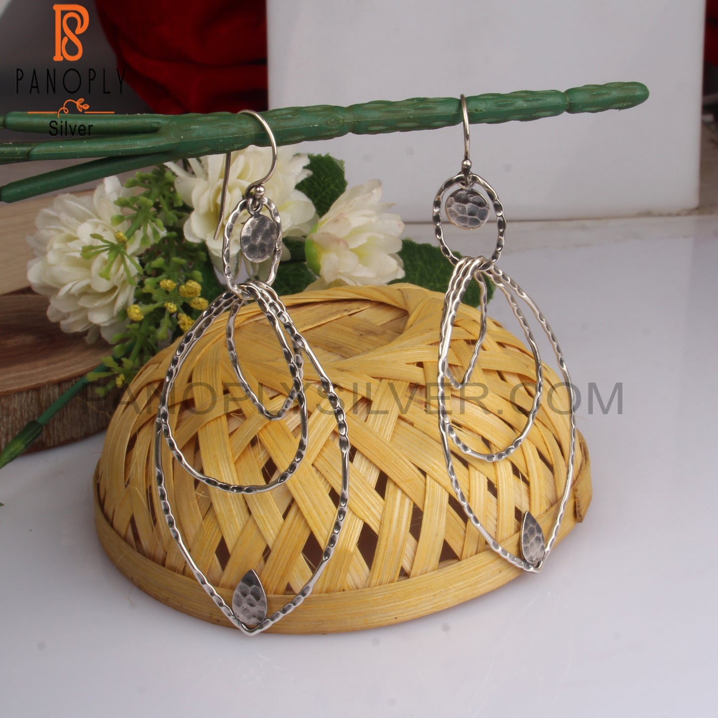 Petal 925 Sterling Silver Hoop Earwire Earrings