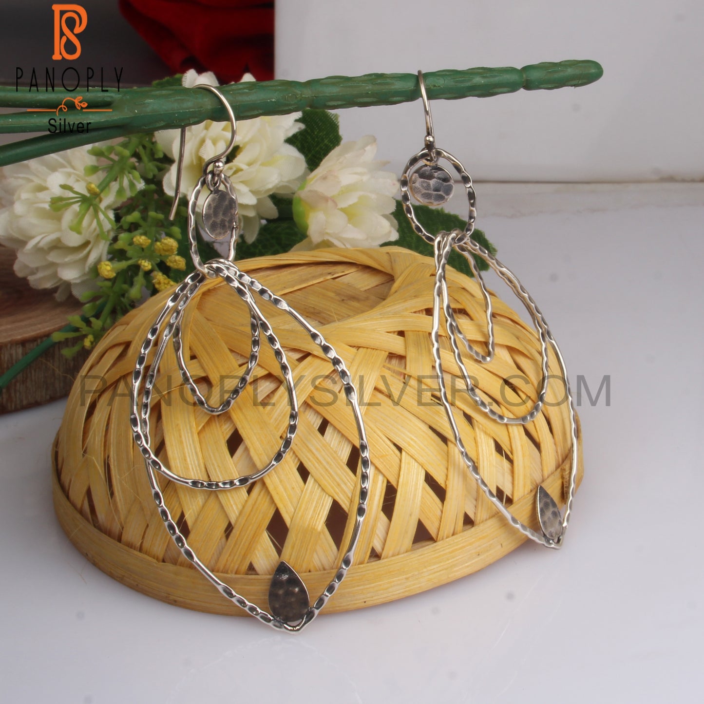 Petal 925 Sterling Silver Hoop Earwire Earrings