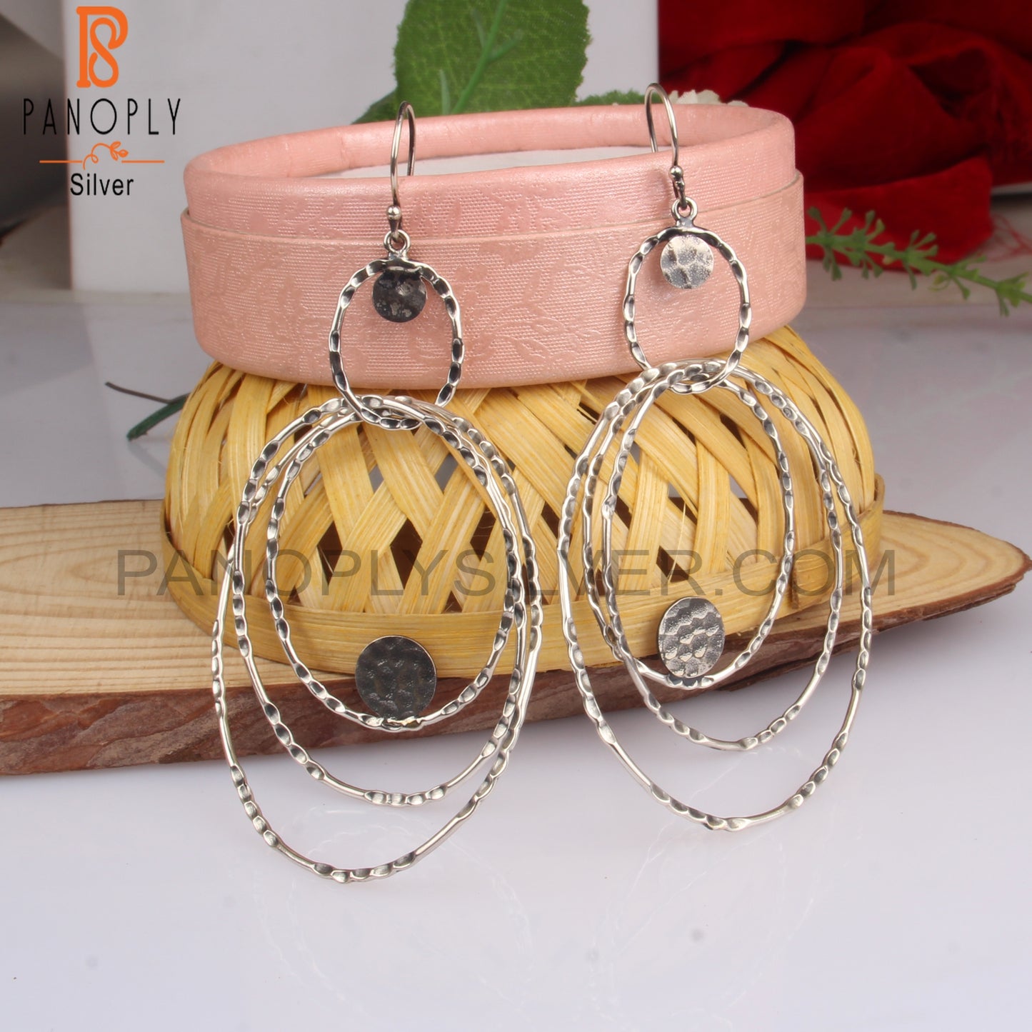 Oval 925 Sterling Silver Hoop Earwire Earrings