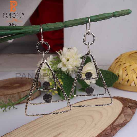 925 Sterling Silver Silver Triangle Hoop Earwire Earrings