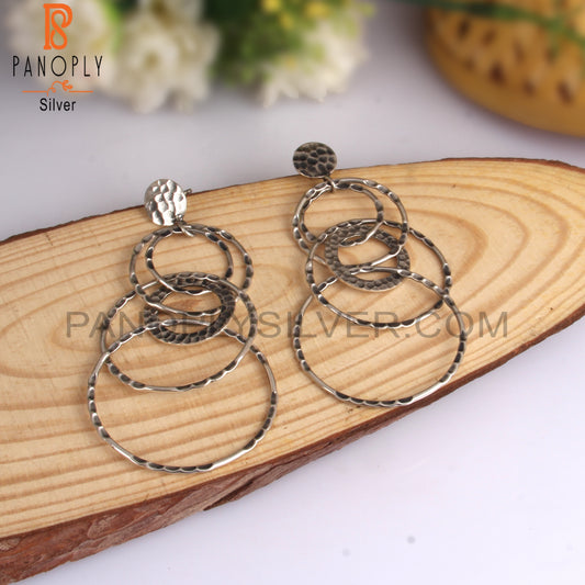 Long Oxidized Silver 925 Sterling Silver Earrings