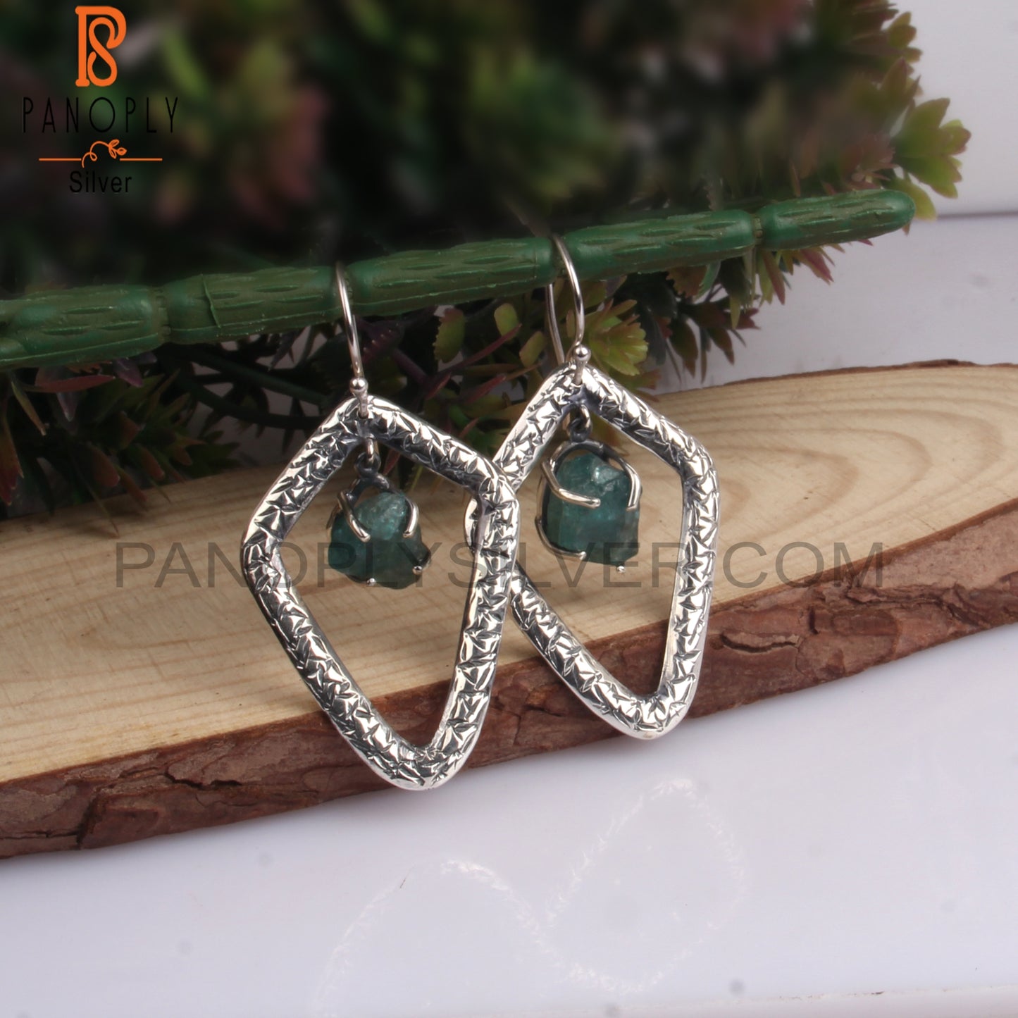 Rough Apatite Sterling Silver 925 Stylish Earrings