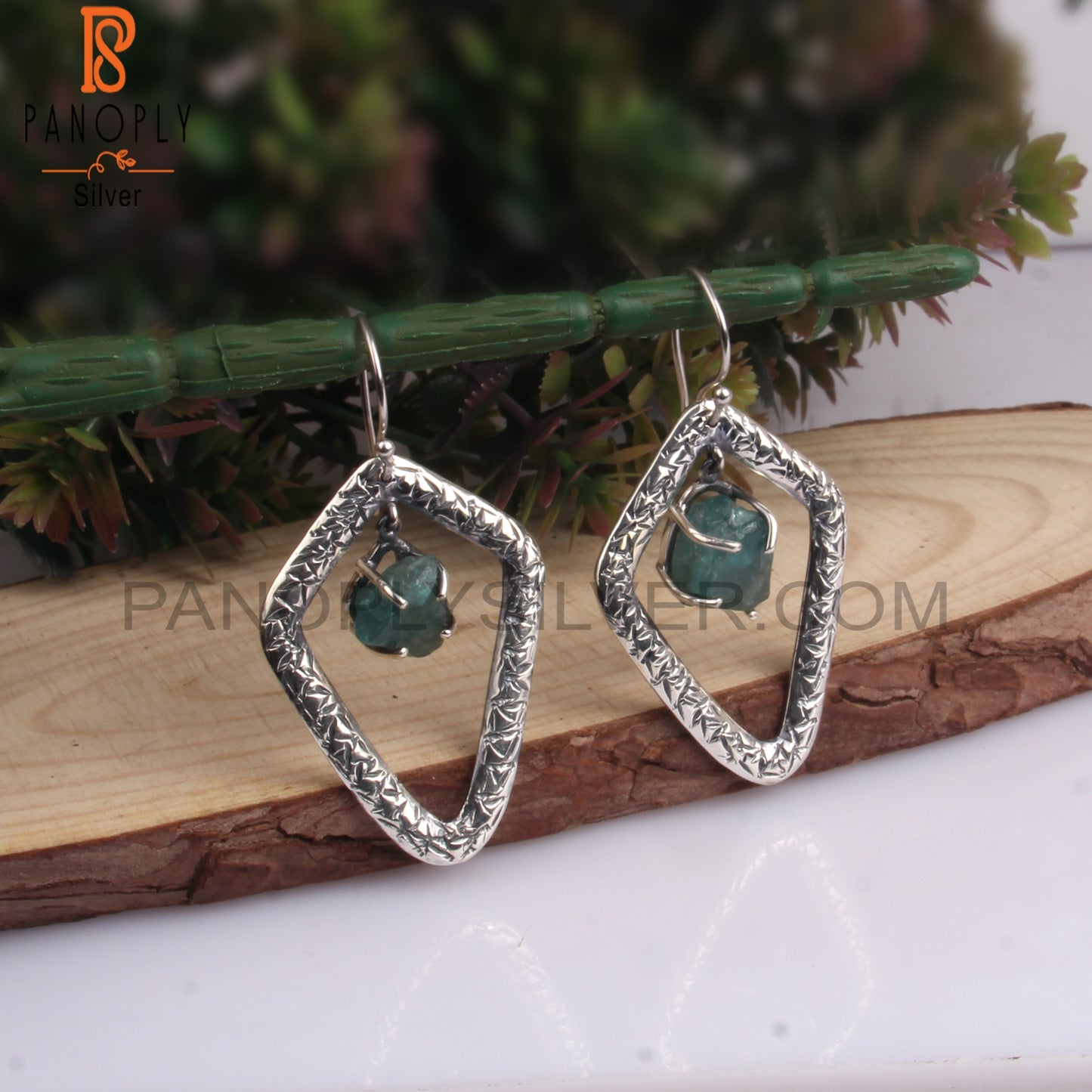 Rough Apatite Sterling Silver 925 Stylish Earrings