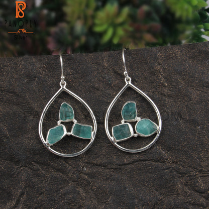 Designer Apatite Rough 925 Sterling Silver Pretty Earrings