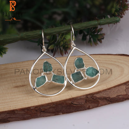 Designer Apatite Rough 925 Sterling Silver Pretty Earrings