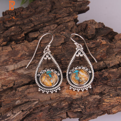 Mojave Copper Bumblebee Turquoise 925 Sterling Silver Earrings