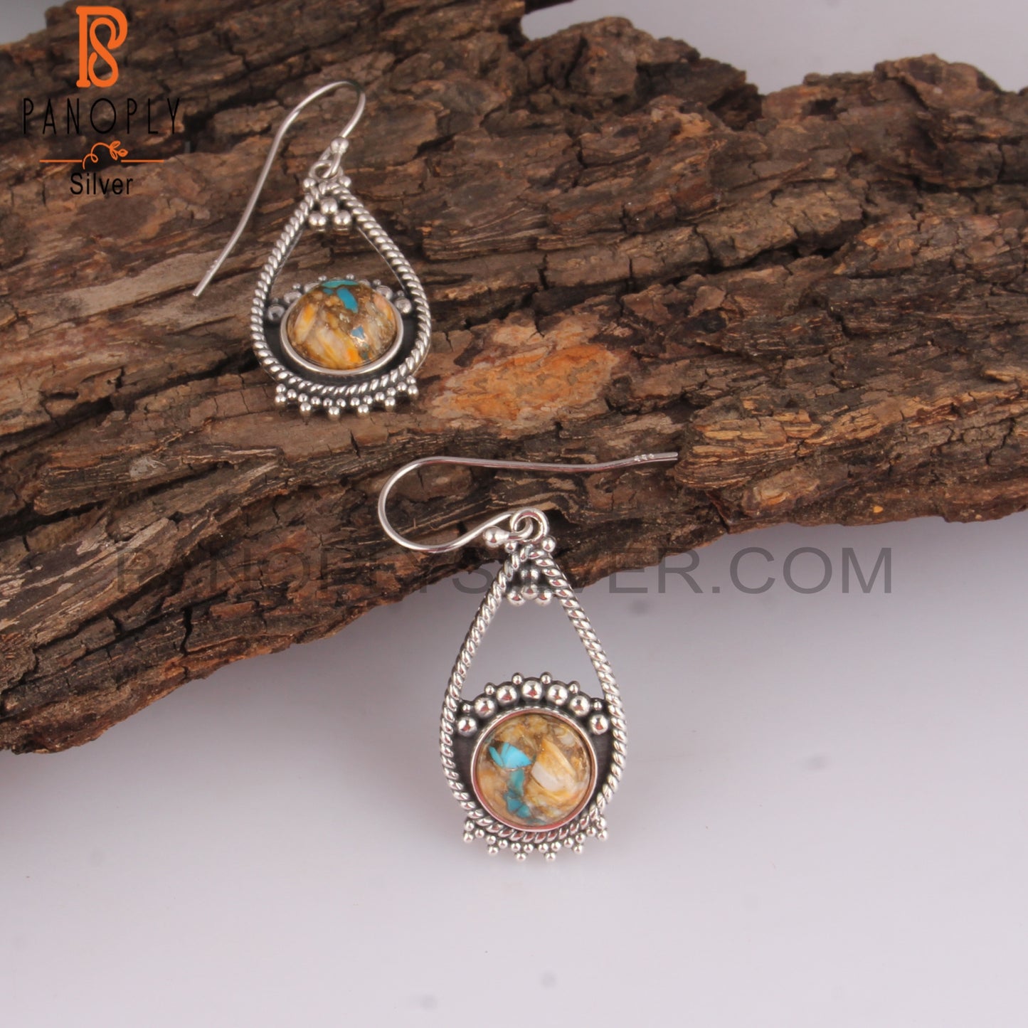 Mojave Copper Bumblebee Turquoise 925 Sterling Silver Earrings