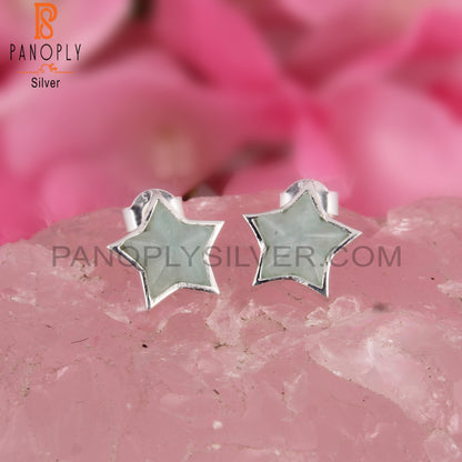 Amazonite Star Shaped 925 Sterling Silver Studs Earrings