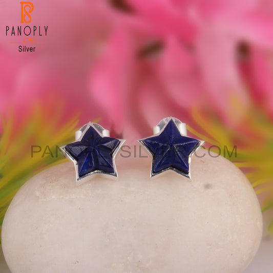 Lapis Star Shape 925 Sterling Silver Studs Earrings