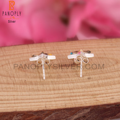 Mojave Copper Oyster Turquoise Star Silver Studs Earrings