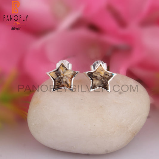 Mojave Copper Oyster Turquoise Star Silver Studs Earrings
