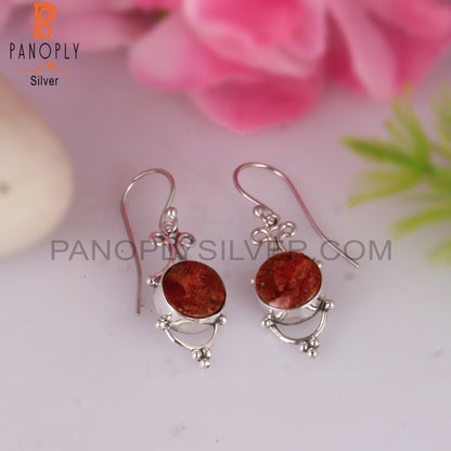 Sponge Coral Round 925 Sterling Silver Earrings