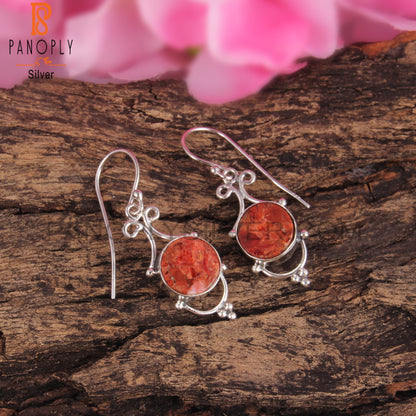 Sponge Coral Round 925 Sterling Silver Earrings