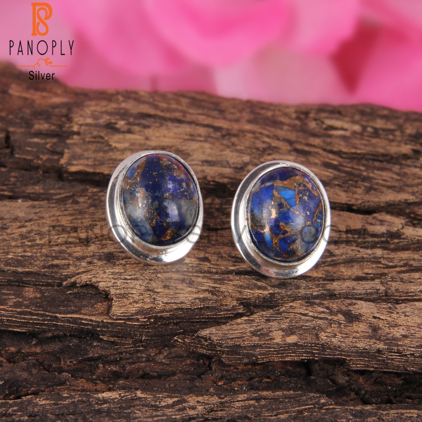 Mojave Copper Lapis Oval Shape 925 Sterling Silver Earrings