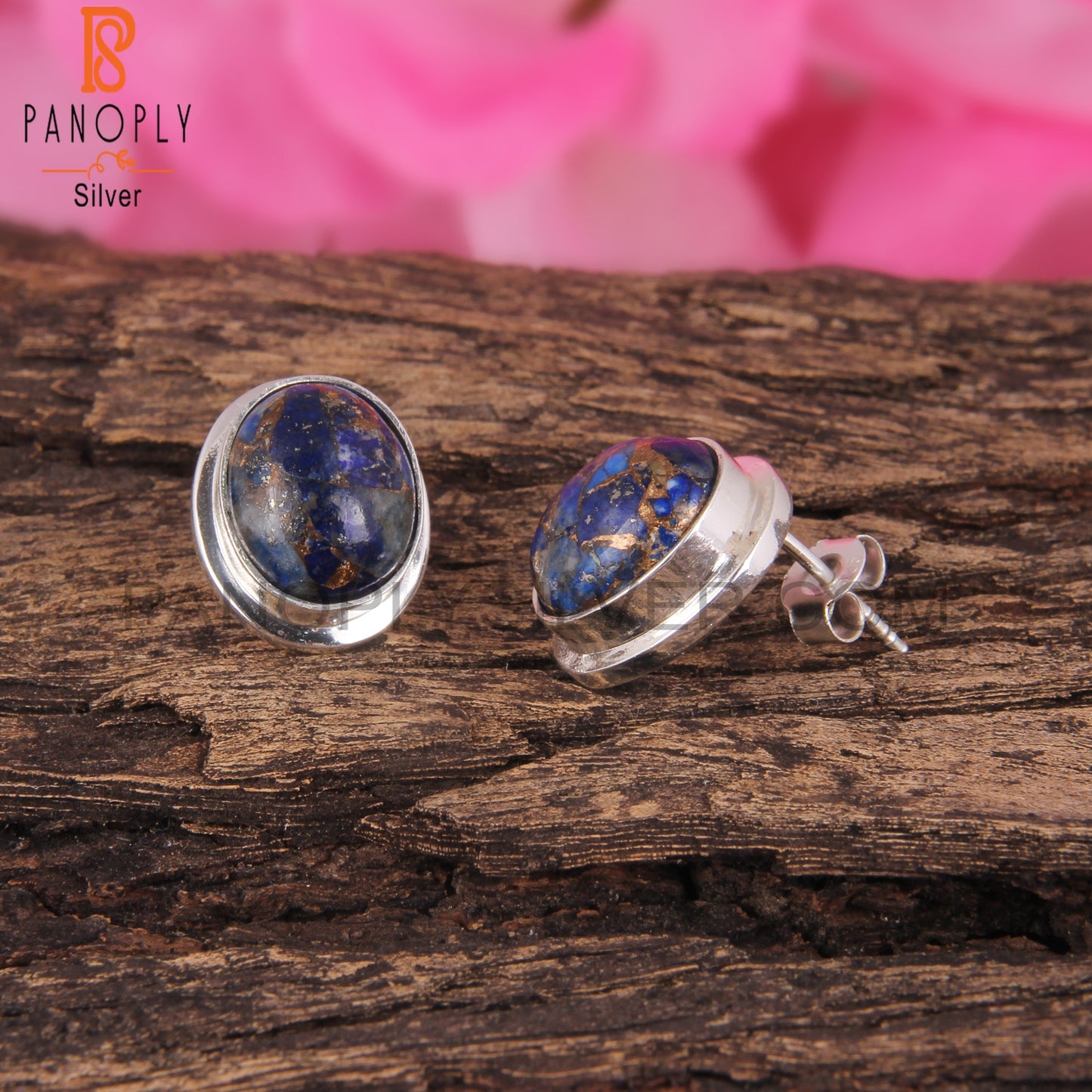 Mojave Copper Lapis Oval Shape 925 Sterling Silver Earrings