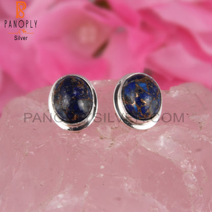 Mojave Copper Lapis Oval Shape 925 Sterling Silver Earrings