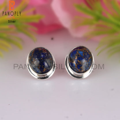 Mojave Copper Lapis Oval Shape 925 Sterling Silver Earrings