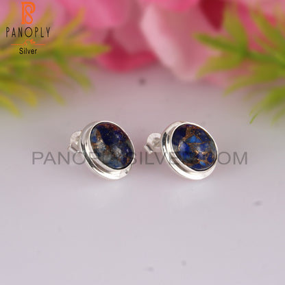 Mojave Copper Lapis Oval Shape 925 Sterling Silver Earrings