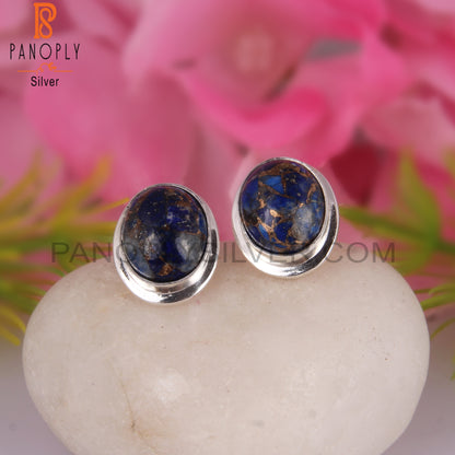 Mojave Copper Lapis Oval Shape 925 Sterling Silver Earrings
