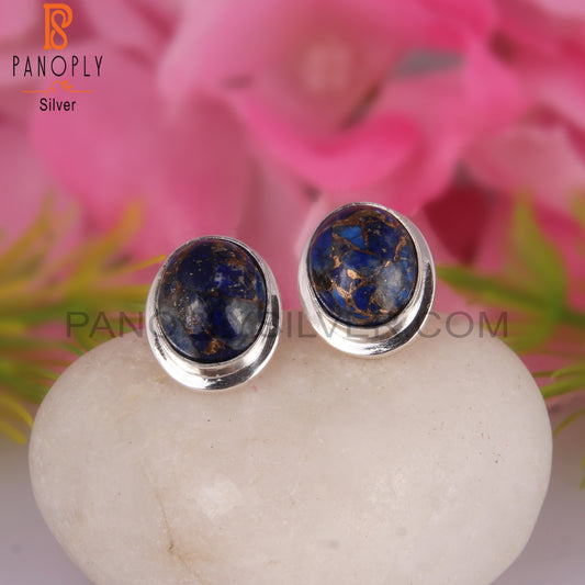 Mojave Copper Lapis Oval Shape 925 Sterling Silver Earrings