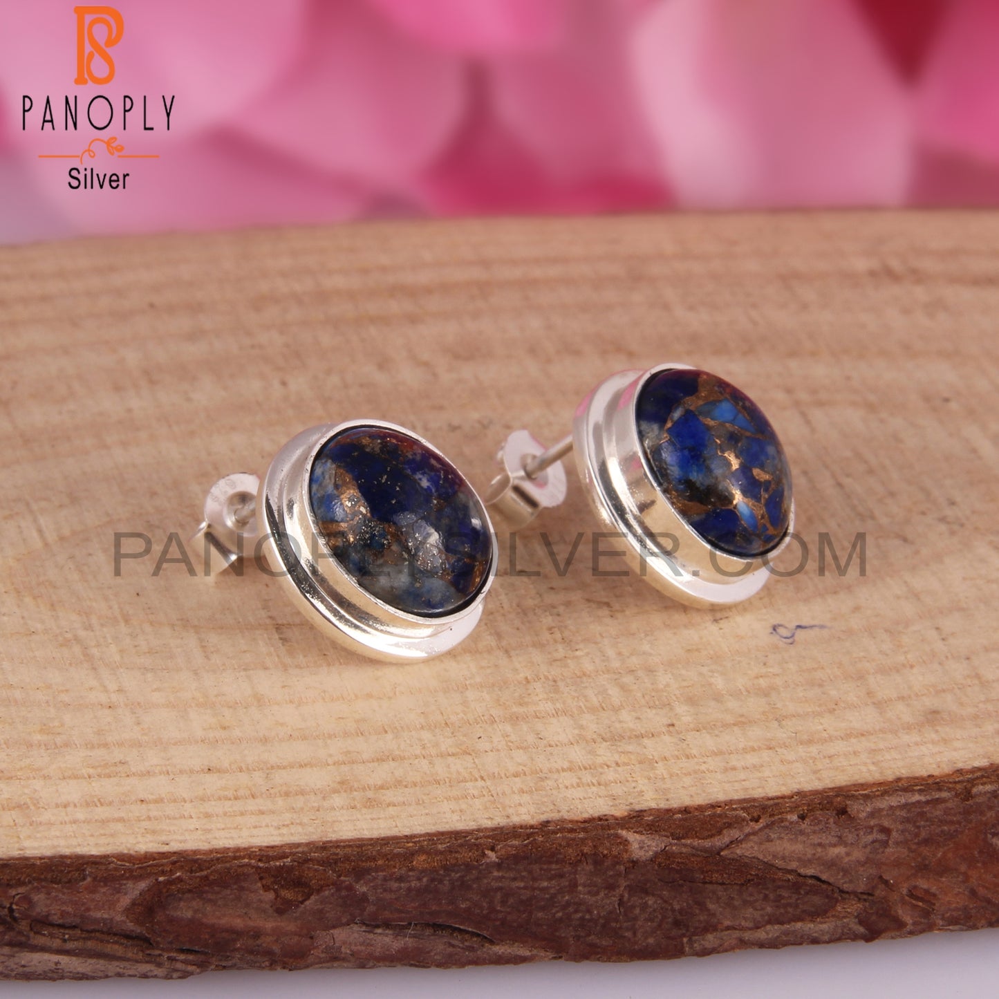 Mojave Copper Lapis Oval Shape 925 Sterling Silver Earrings