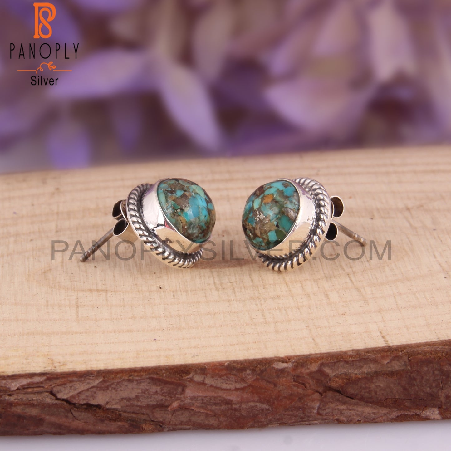 Boulder Turquoise Round Shape 925 Sterling Silver Earrings