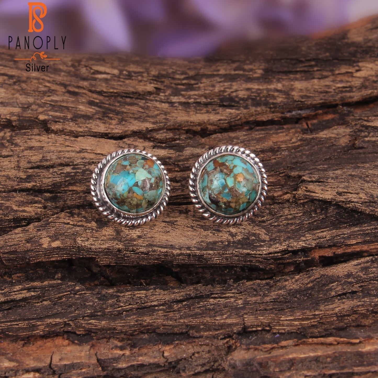 Boulder Turquoise Round Shape 925 Sterling Silver Earrings