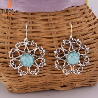 Amazonite Round 925 Sterling Silver Earrings