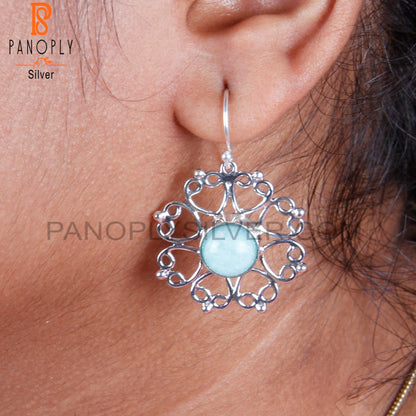 Amazonite Round 925 Sterling Silver Earrings