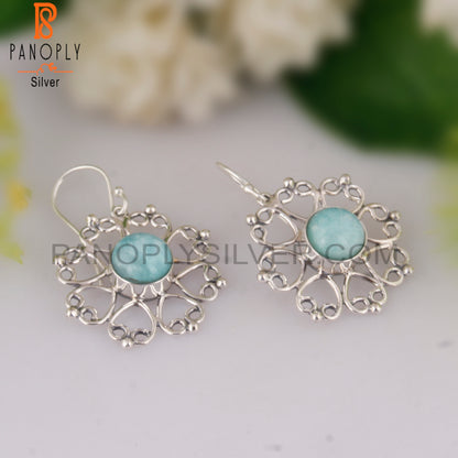 Amazonite Round 925 Sterling Silver Earrings