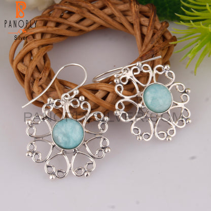 Amazonite Round 925 Sterling Silver Earrings