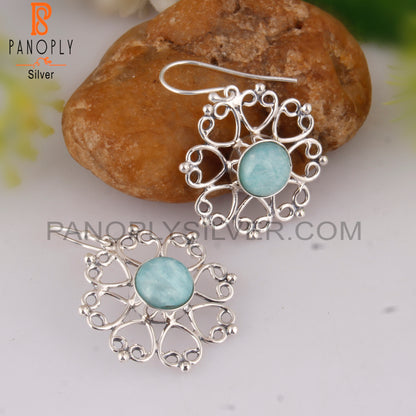 Amazonite Round 925 Sterling Silver Earrings